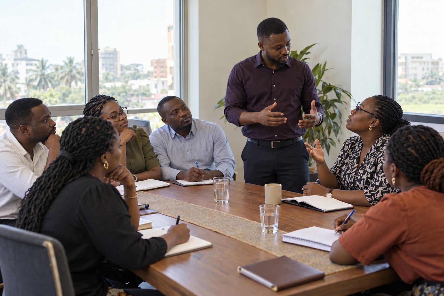 A sales training session in progress